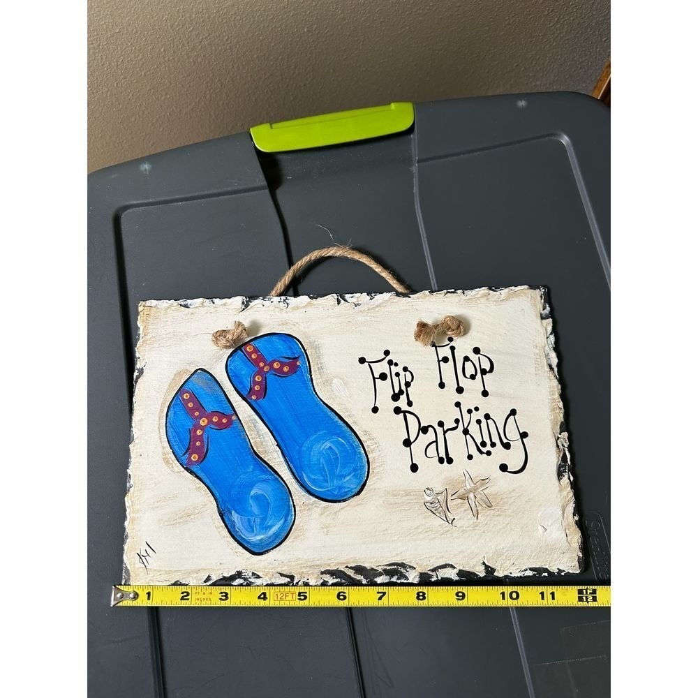 Handmade 'Flip Flop Parking' Beach House Decor Sign Wall Hanging